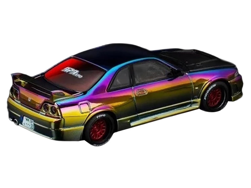 Skyline GT-R (R33) RHD (Right Hand Drive) Chameleon Chrome with Carbon Hood "APA XPO 2025 Exclusive" 1/64 Diecast Model Car by Pop Race