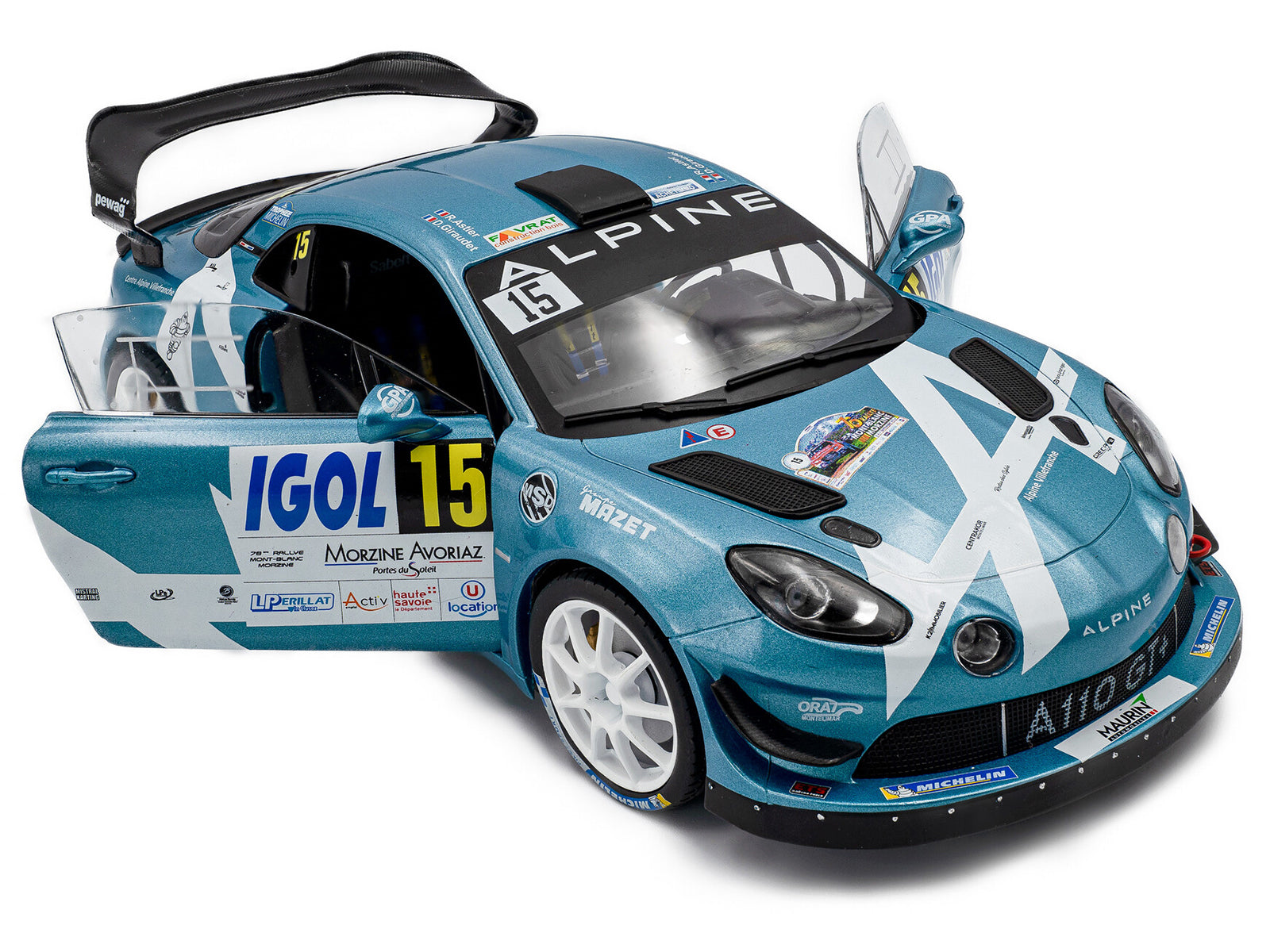 Alpine A110 Rallye GT+ #15 Raphael Astier - Denis Giraudet "Rallye Du Mont Blanc" (2024) "Competition" Series 1/18 Diecast Model Car by Solido