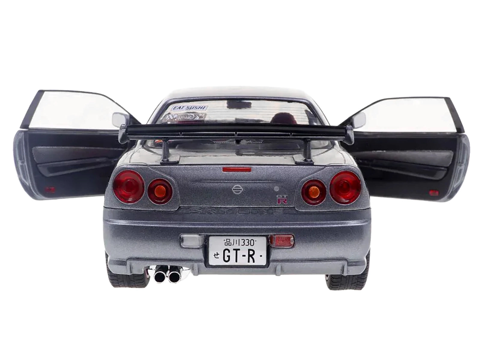 1999 Nissan Skyline GT-R (R34) RHD (Right Hand Drive) Silver Metallic with Purple Wheels 1/18 Diecast Model Car by Solido