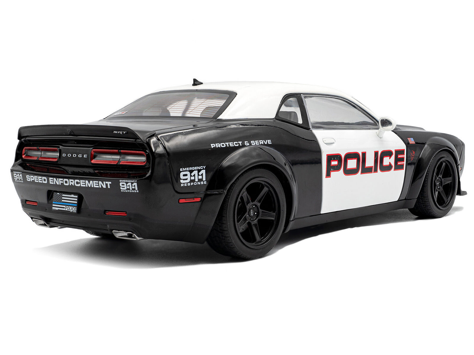 2023 Dodge Challenger Demon "Police" Black and White 1/18 Diecast Model Car by Solido
