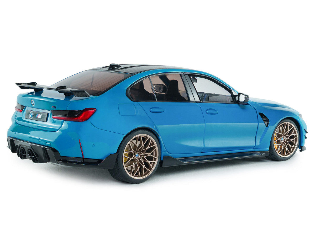 2024 BMW M3 Competition Daytona Beach Blue with Carbon Top 1/18 Diecast Model Car by Solido