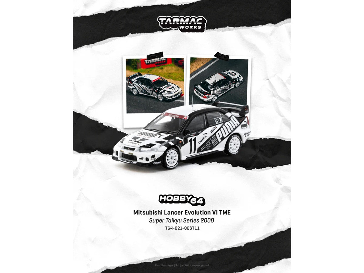 Mitsubishi Lancer Evolution VI TME RHD (Right Hand Drive) #11 Akihiko Nakaya - Takayuki Kinoshita "Puma - Super Taikyu Series" (2000) "Hobby64" Series 1/64 Diecast Model Car by Tarmac Works