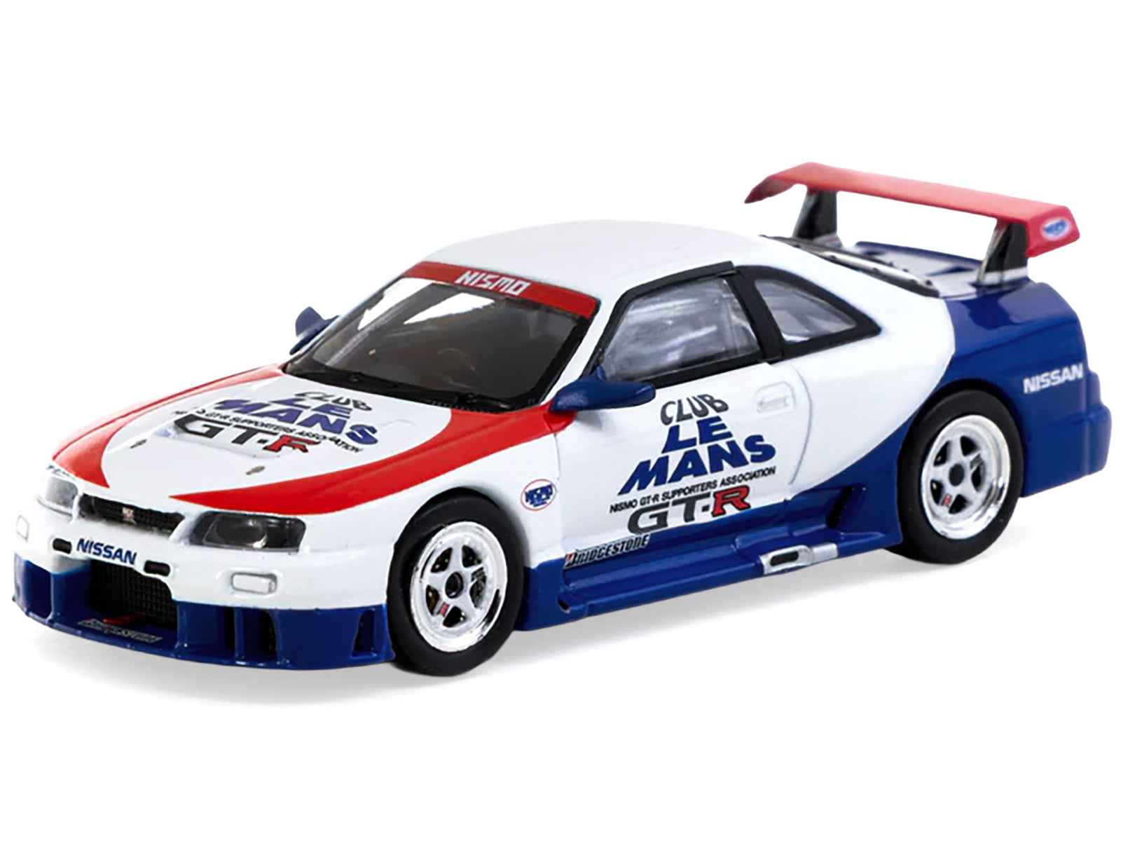 Nissan Nismo GT-R LM RHD (Right Hand Drive) "1995 Launch Version" White with Red and Blue Accents "Hobby64" Series 1/64 Diecast Model Car by Tarmac Works