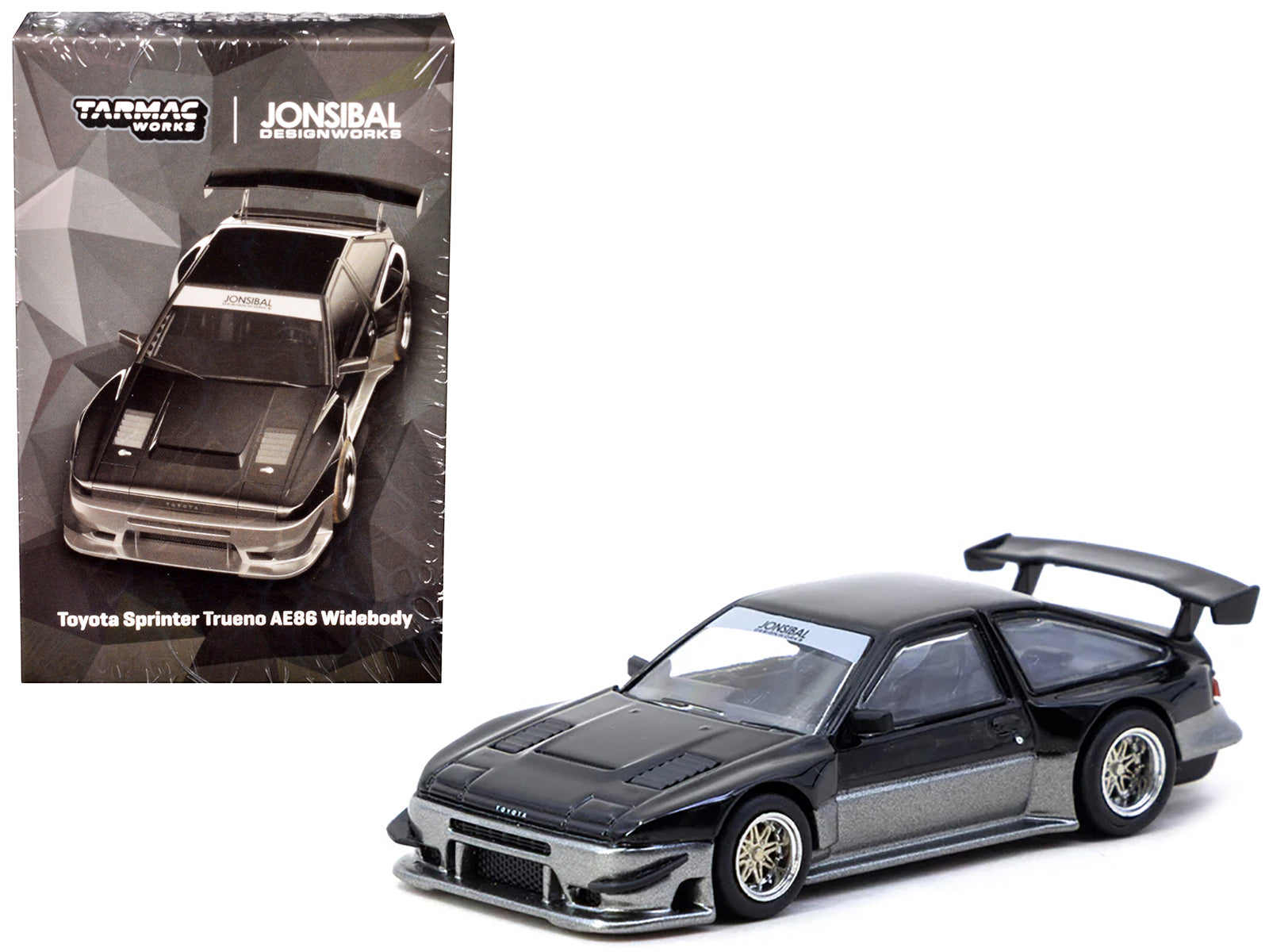 Toyota Sprinter Trueno AE86 Widebody RHD (Right Hand Drive) "Jonsibal Designworks" Black and Gray Metallic "Global64" Series 1/64 Diecast Model by Tarmac Works