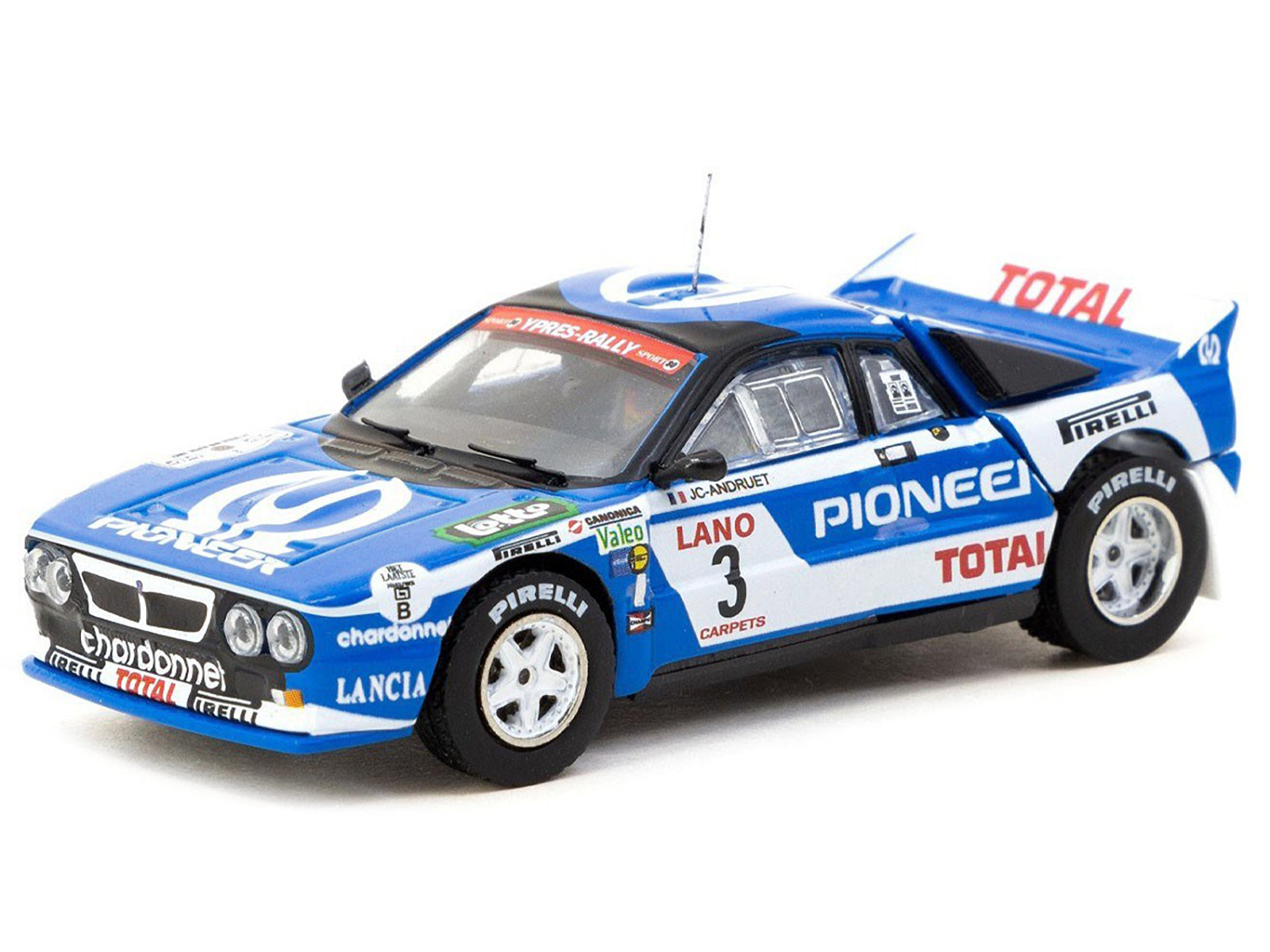 Lancia 037 Rally #3 Jean-Claude Andruet - Francoise Sappey 2nd Place "Ypres 24 Hours Rally" (1983) "Hobby64+" Series 1/64 Diecast Model Car by Tarmac Works