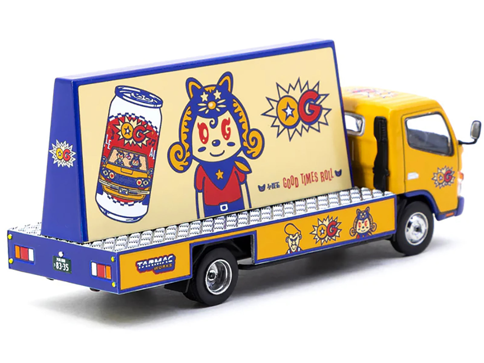 Mitsubishi Fuso Canter Mobile Ad Truck RHD (Right Hand Drive) "OG Beer" Yellow with Graphics "Truck64" Series 1/64 Diecast Model Car by Tarmac Works