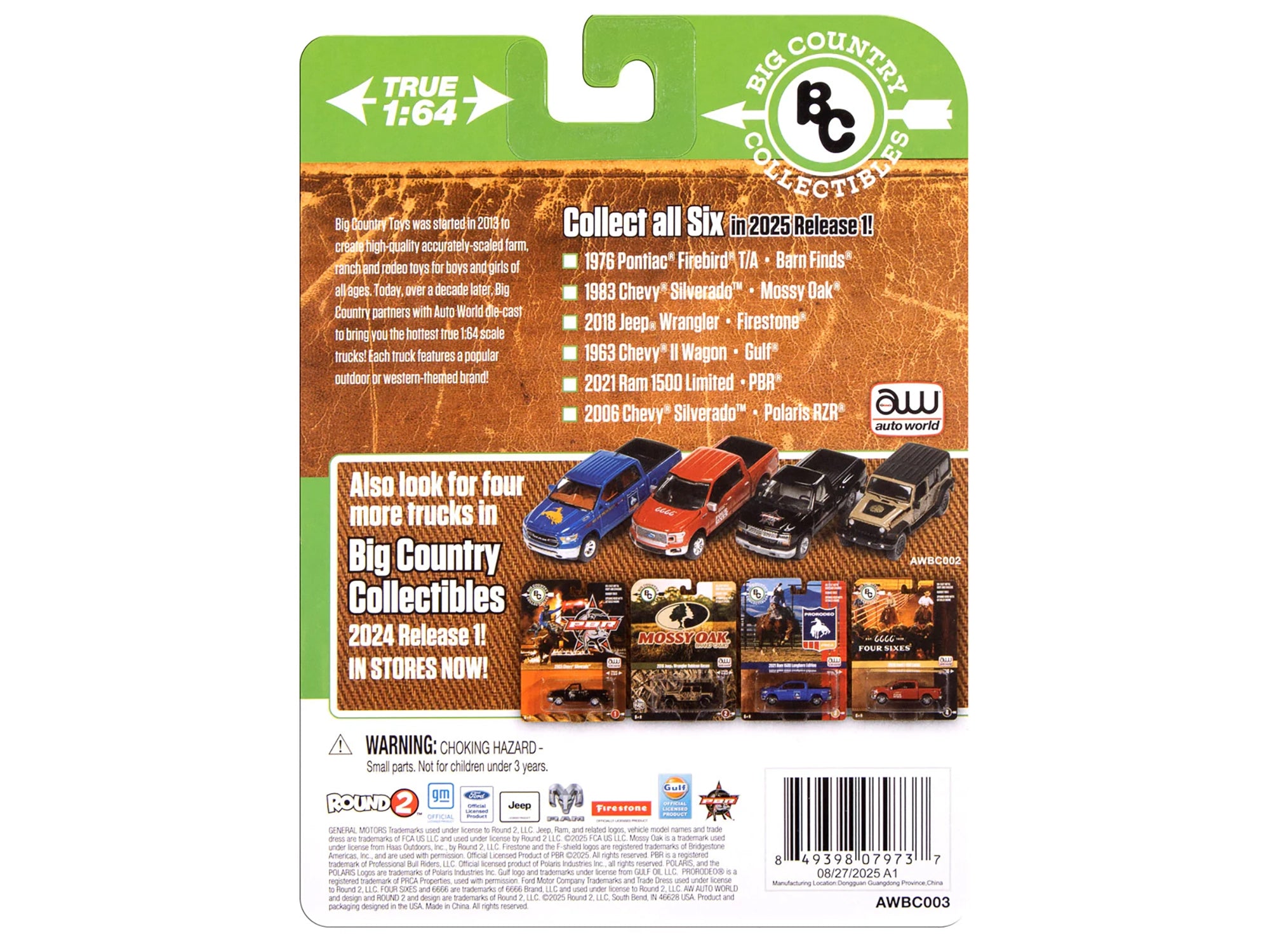 2021 Ram 1500 Limited Pickup Truck "PBR (Professional Bull Riders)" Gray Metallic with Graphics "Big Country Collectibles" 2025 Series 1/64 Diecast Model Car by Auto World