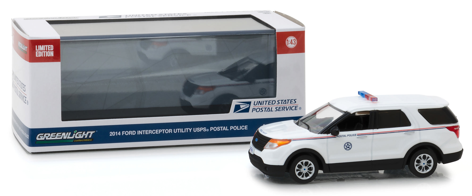 2014 Ford Interceptor Utility Postal Police "United States Postal Service" (USPS) White 1/43 Diecast Model Car by Greenlight